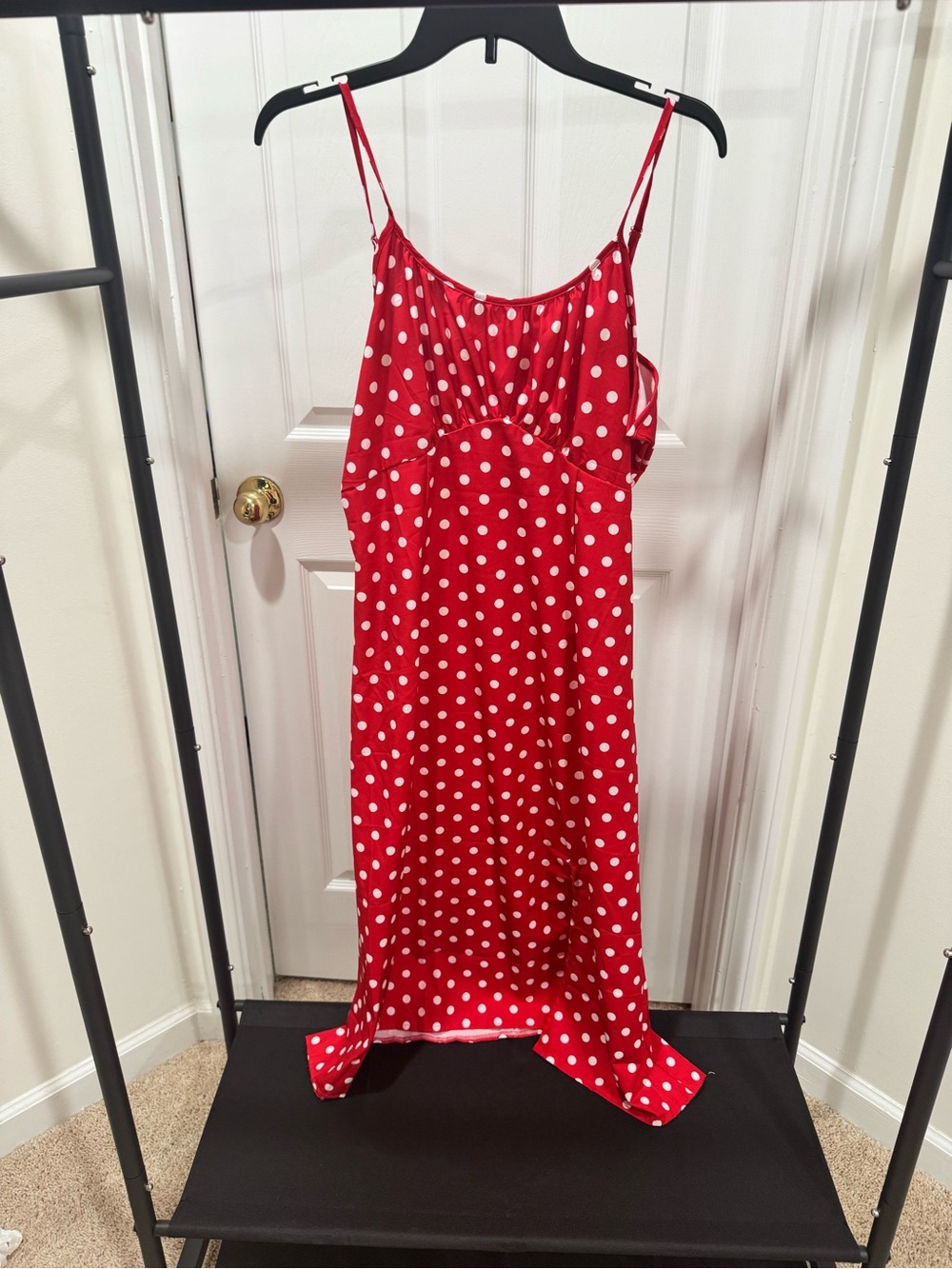 Amazon Red Polka Dot Midi Slip Dress